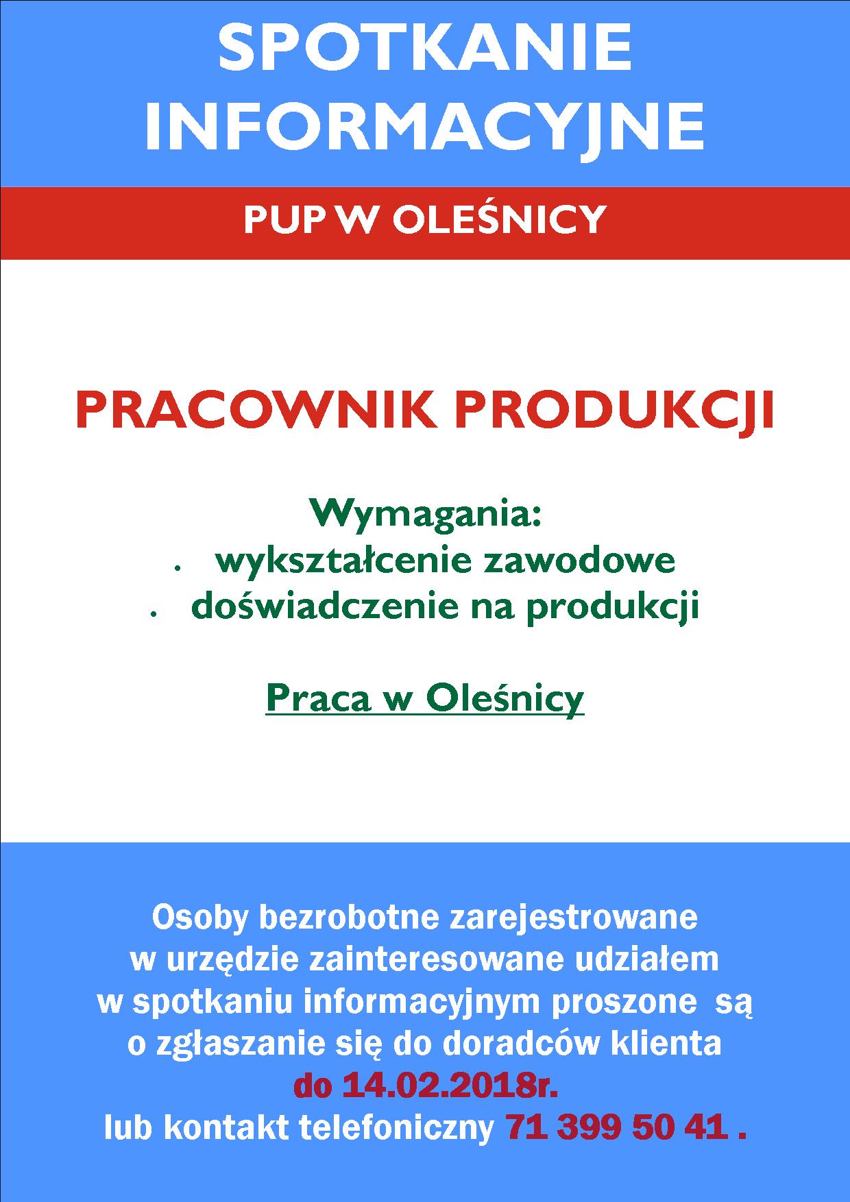 Plakat spotkanie informacyjne Oleśnica