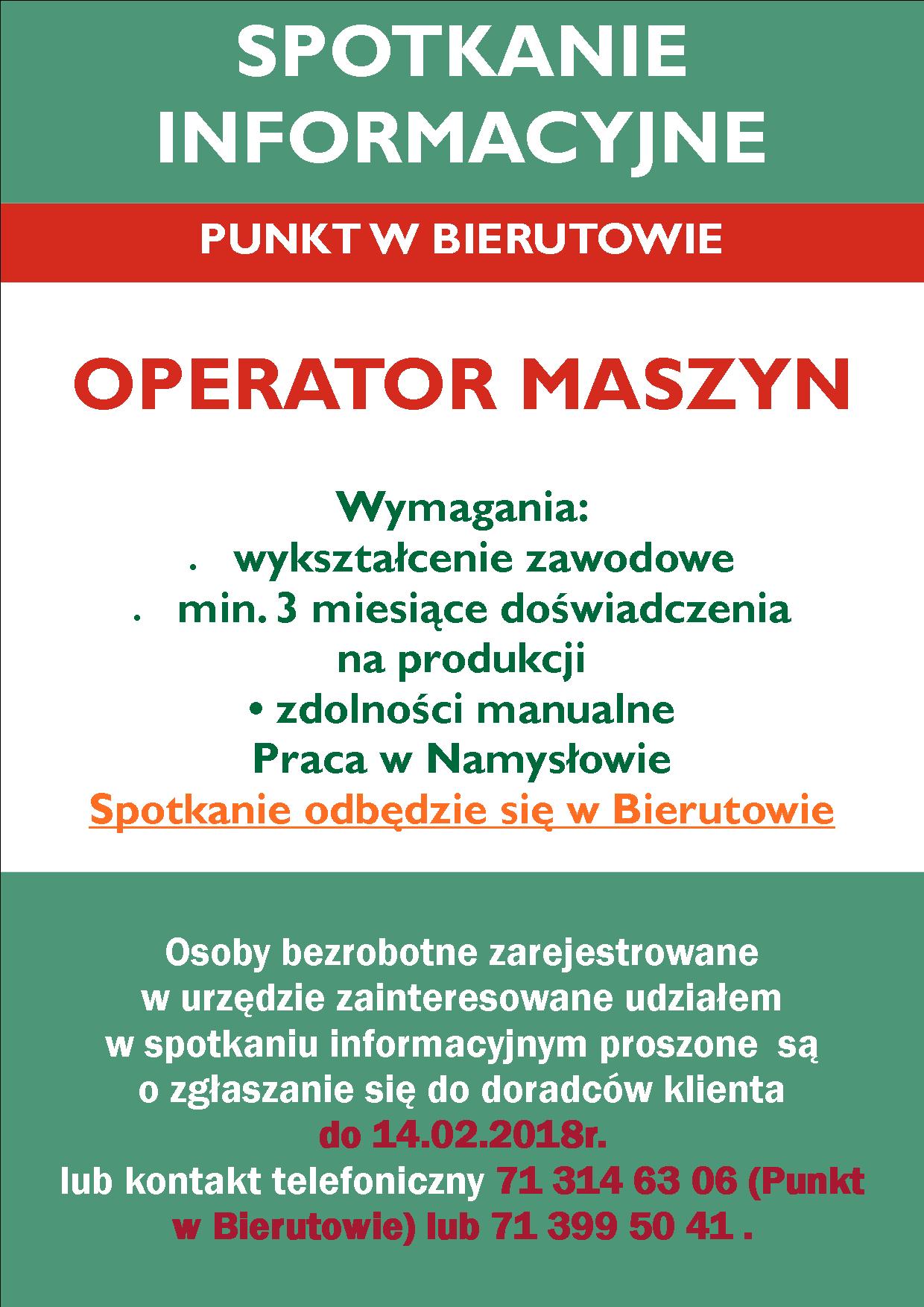 Plakat spotkanie informacyjne Bierutów