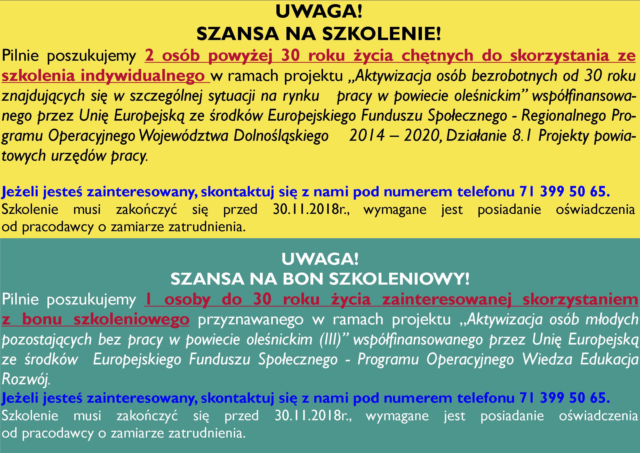 Baner szkolenia i bony szkoleniowe