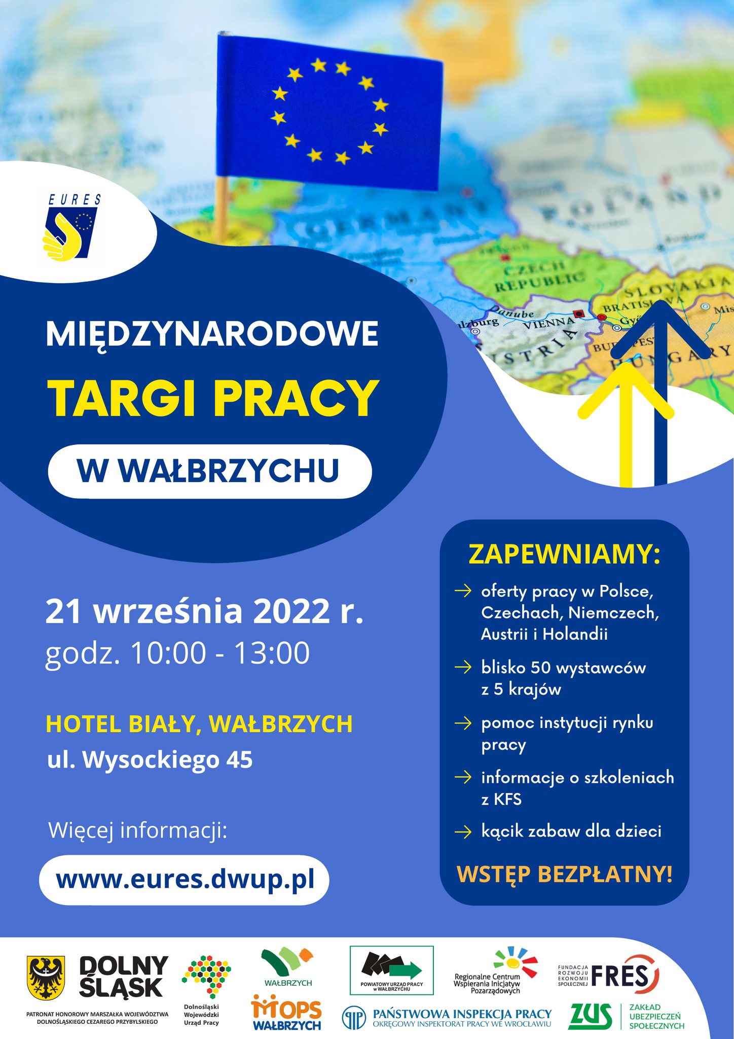 Plakat informacyjny Międzynarodowe Targi Pracy