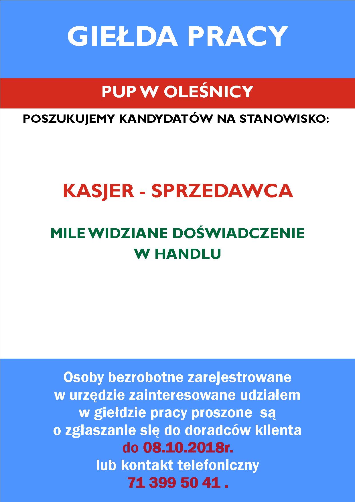 Giełda pracy 09.10.2018 plakat