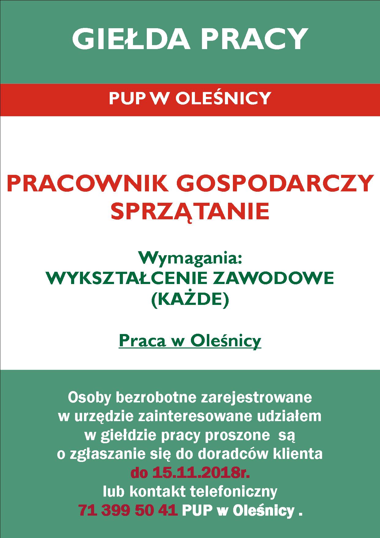 Plakat giełda pracy 16.11.2018